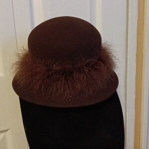 Elegant Brown Feathered Women's Hat